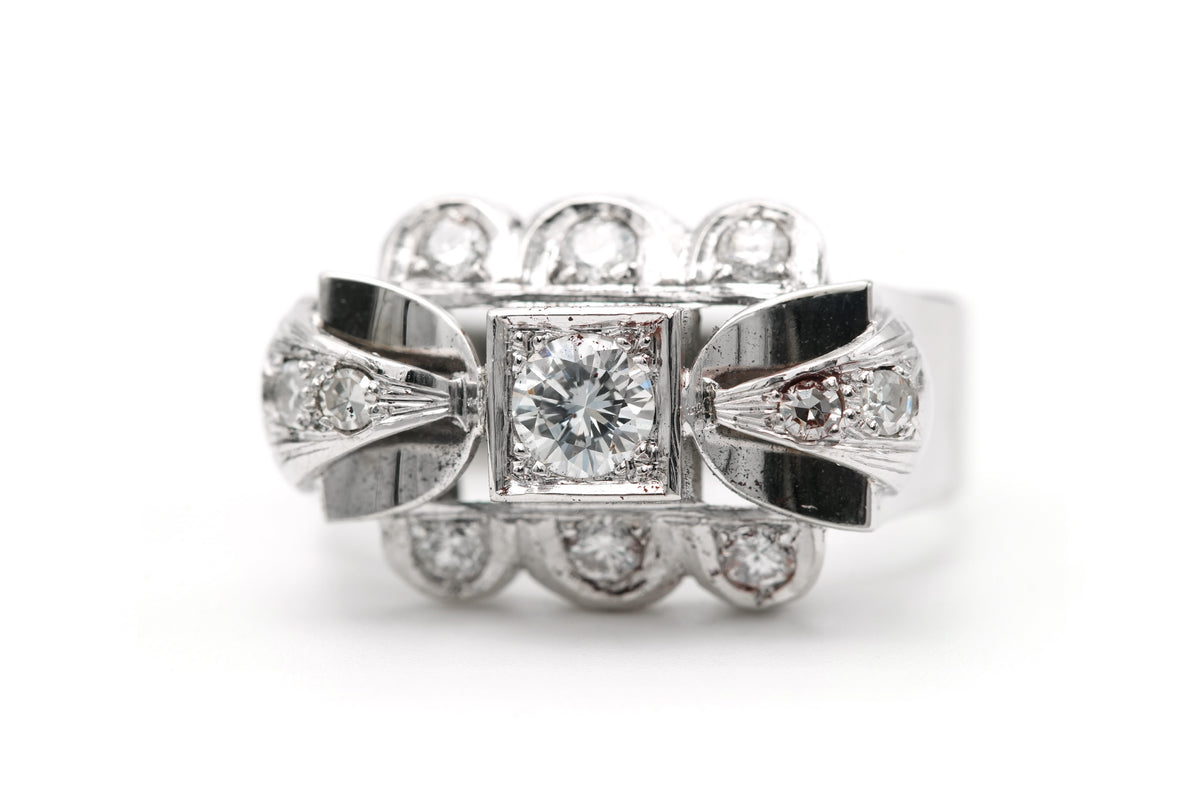 Bague Tank en or blanc et diamants