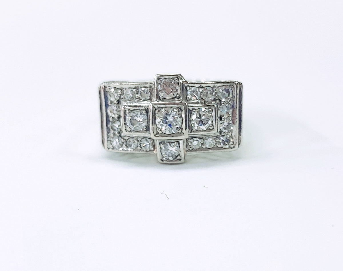 Bague Tank en platine et diamants