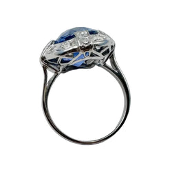 Bague Entourage en platine, saphir et diamants