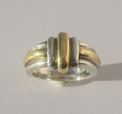 CHRISTOFLE - Bague Jonc godrons Or et Argent