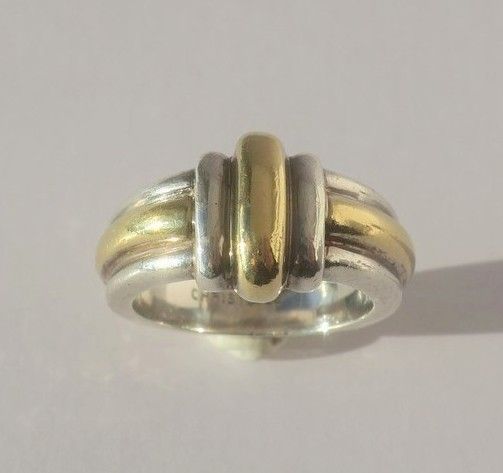 CHRISTOFLE - Bague Jonc godrons Or et Argent