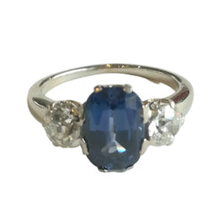 Bague Trilogie en or blanc, saphir et diamants