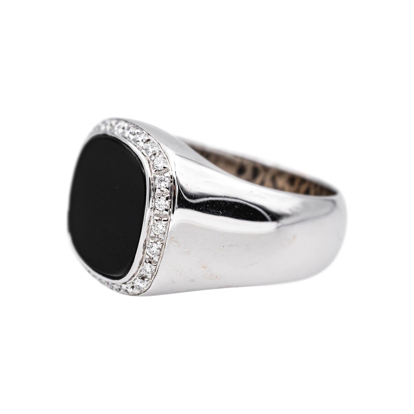 Bague Chevalière Or blanc Onyx
