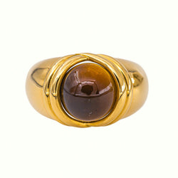 Bague  Dôme Or jaune  Œil de tigre