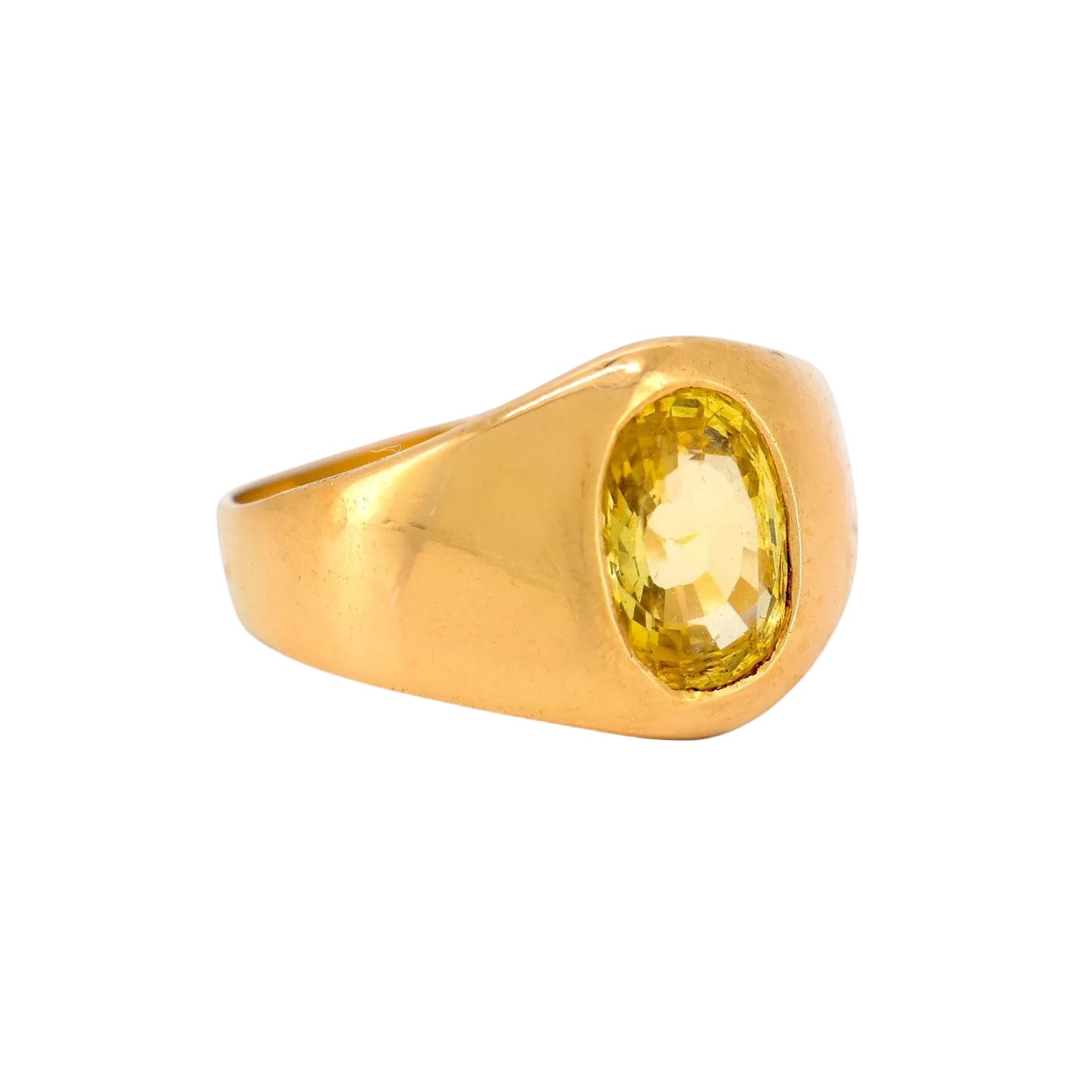 Bague Chevalière en or jaune et saphir