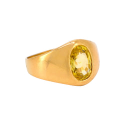 Bague Chevalière en or jaune et saphir
