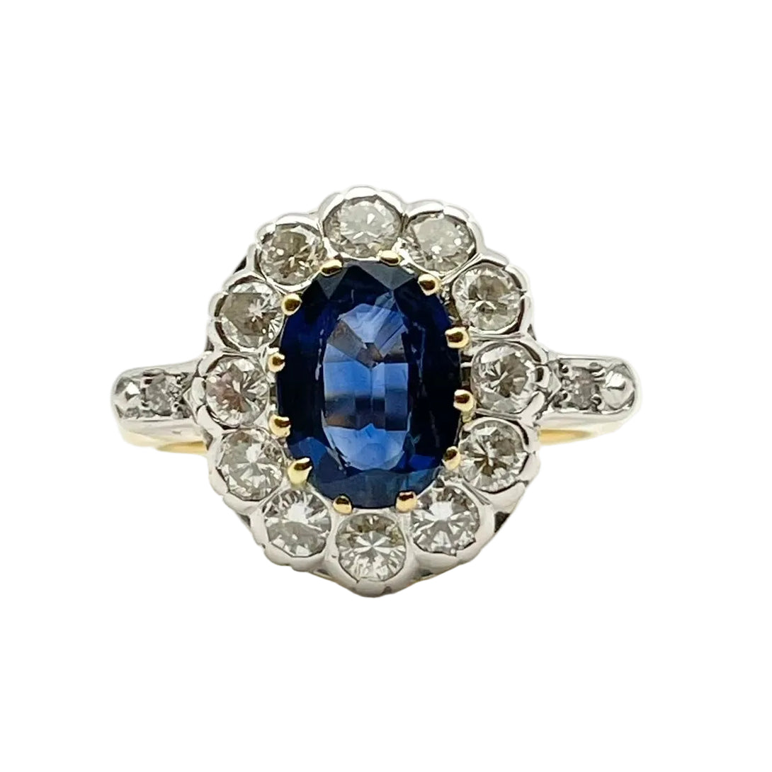 Bague Marguerite en or blanc, or jaune, saphir et diamants