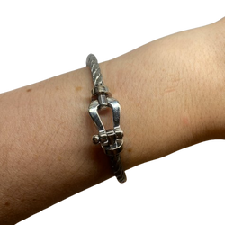 Bracelet FRED "Force 10" GM en or blanc et acier