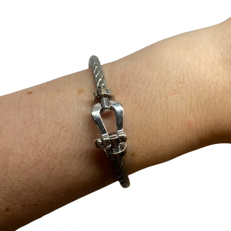 Bracelet FRED "Force 10" GM en or blanc et acier