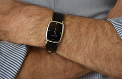 Montre VACHERON CONSTANTIN en or blanc, acier, cuir, onyx et diamants