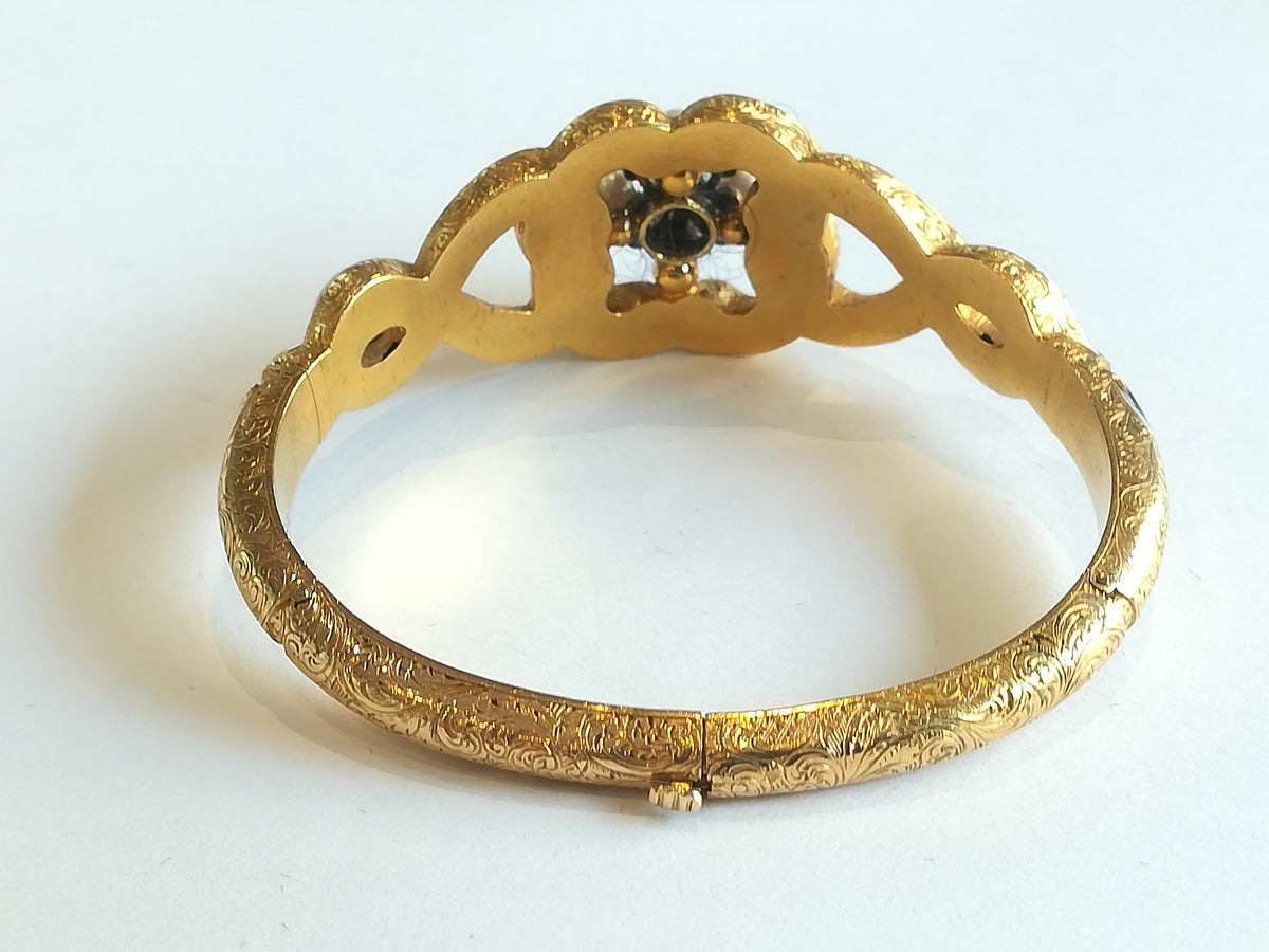 Bracelet ancien Or Email Perles Diamants