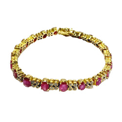 Bracelet Ligne en or jaune, rubis et diamants