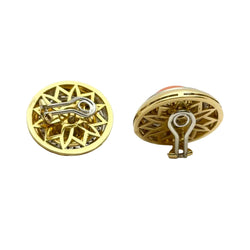 Boucles d'oreilles Clips en or jaune, corail et diamants