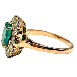 Bague Marguerite en or rose, émeraude et diamants