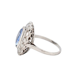 Bague Pompadour en platine, saphir et diamants