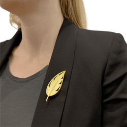 Broche feuille or jaune.
