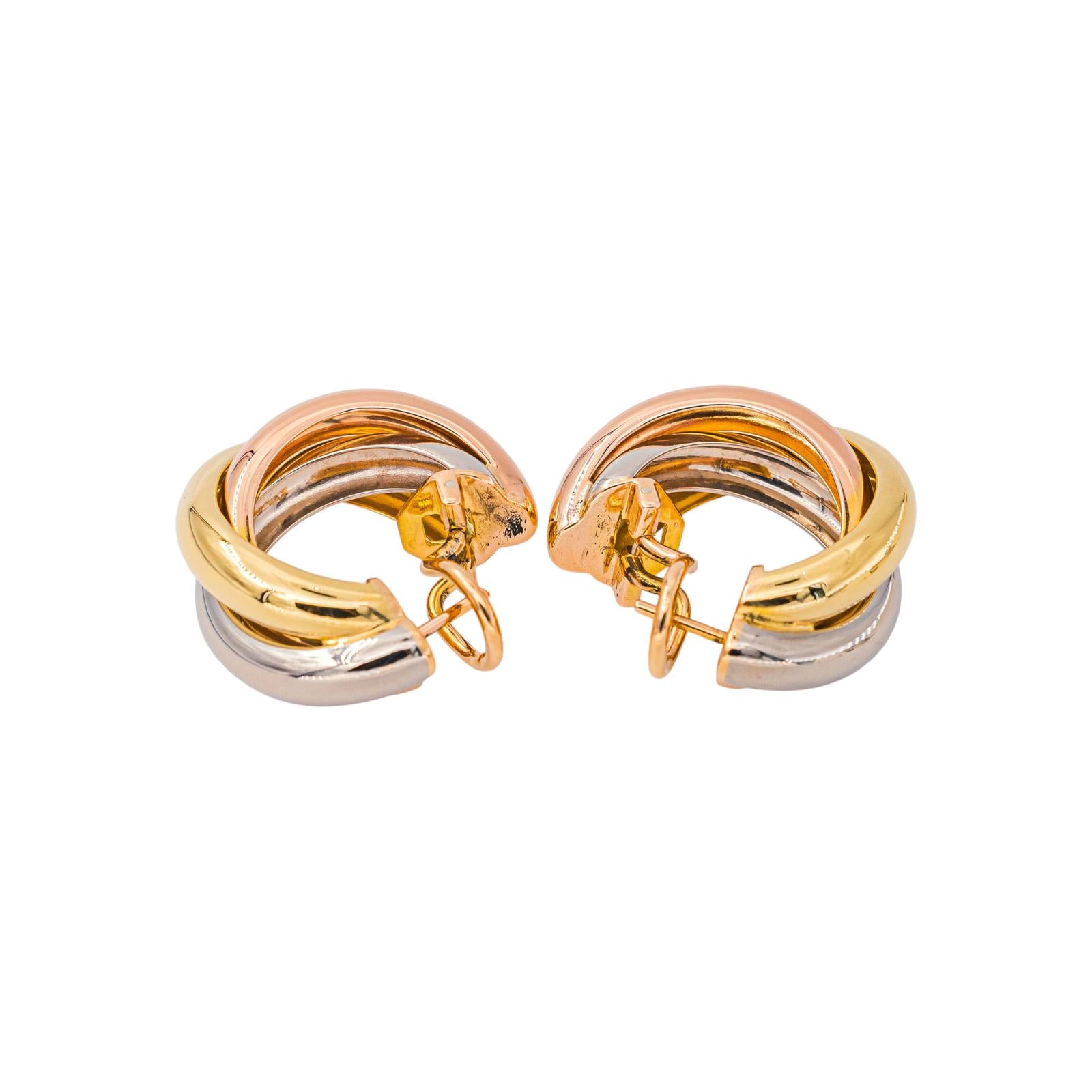 Cartier Boucles d'oreilles Créoles Trinity  Or jaune