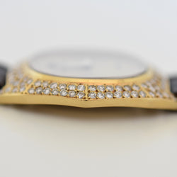 Montre VACHERON CONSTANTIN POUR CHAUMET en or jaune, cuir et diamants