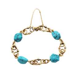 Bracelet Maille en or jaune et turquoises