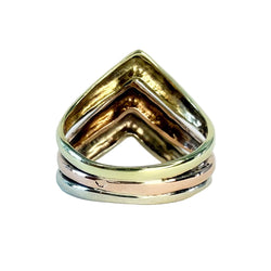 Bague Jonc en or blanc, or jaune et or rose