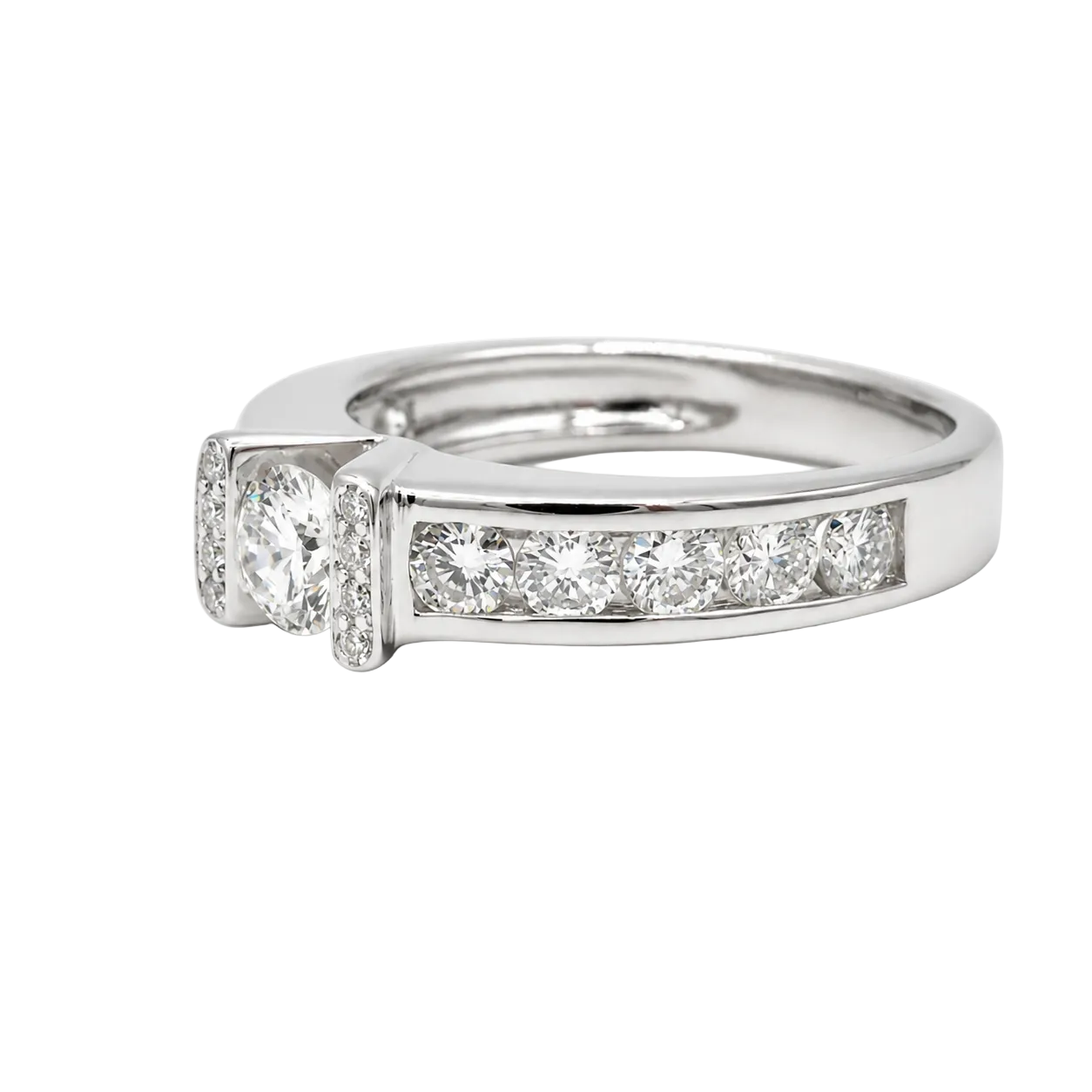 Bague Bandeau en or blanc et diamants