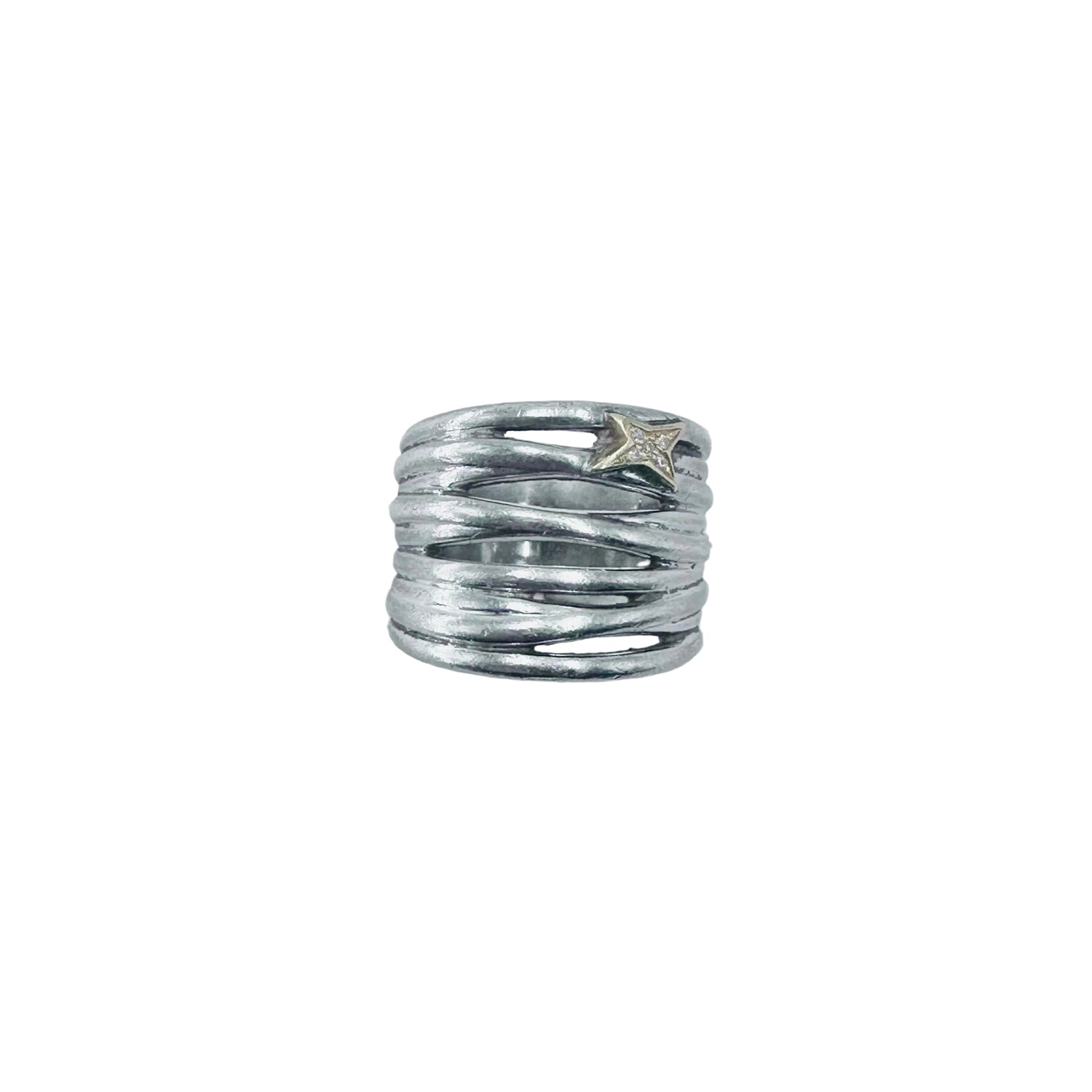 Bague MAUBOUSSIN "Kiff and Sun" en or jaune, argent et diamants