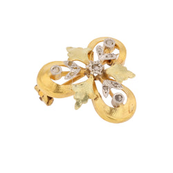 Broche Épingle en or blanc, or jaune, or vert et diamant