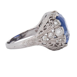 Bague Cocktail en platine, saphir et diamants