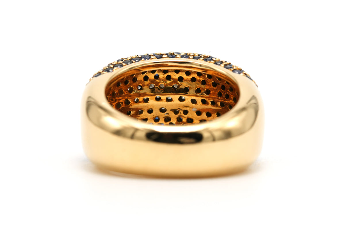 Bague Dôme en or jaune, saphirs et diamants