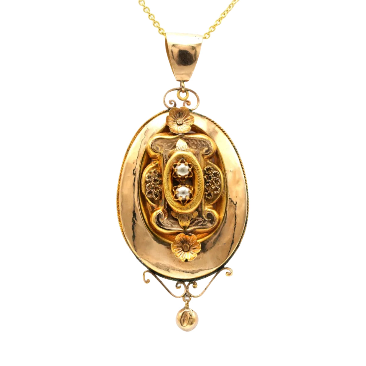 Pendentif en or jaune et perles