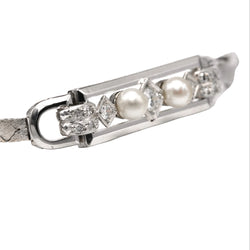 Bracelet Ligne en or blanc, perles et diamants