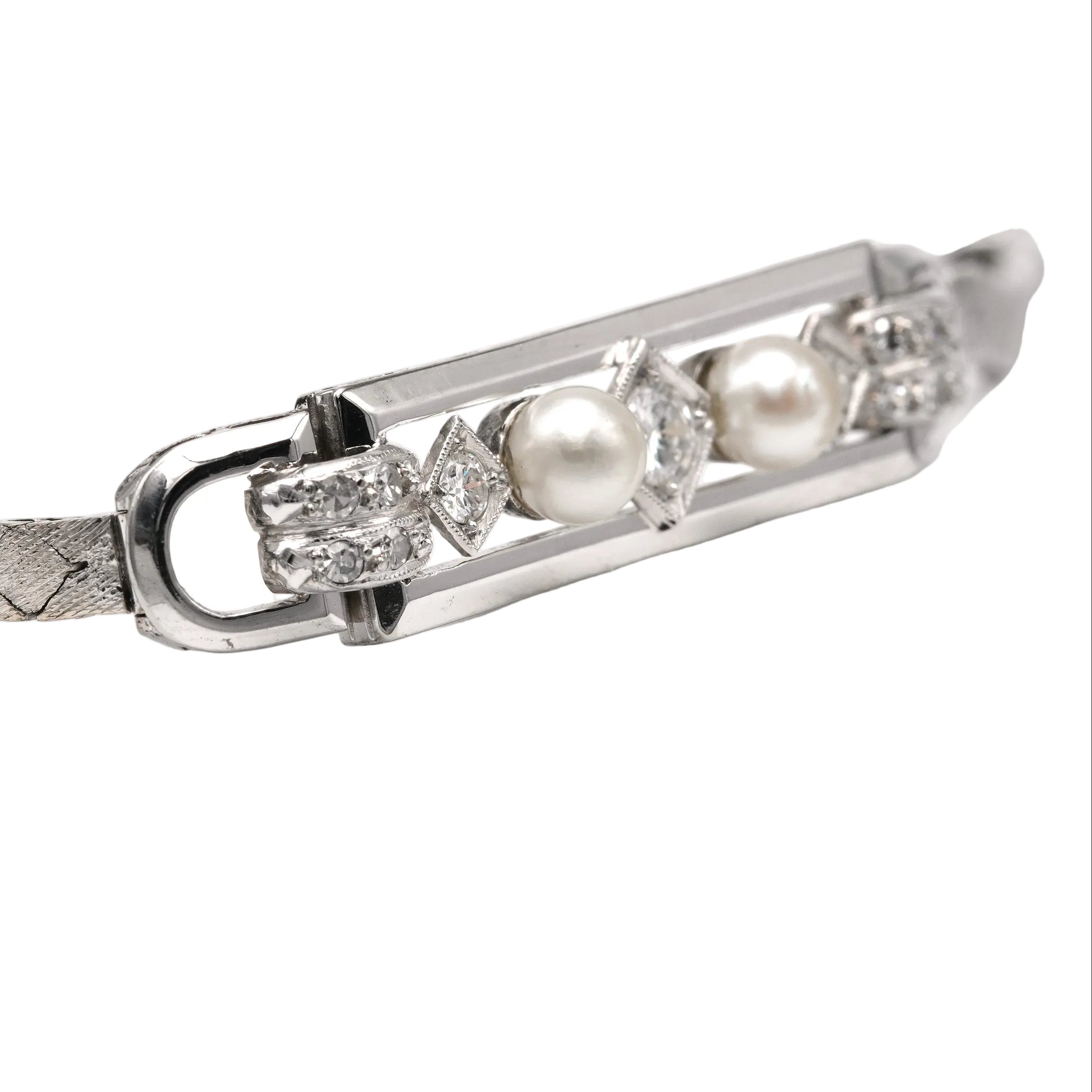 Bracelet Ligne en or blanc, perles et diamants