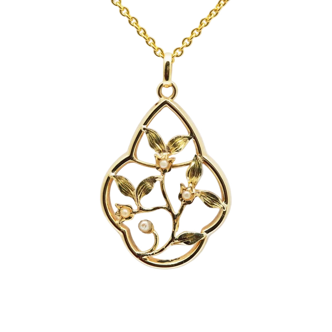Pendentif en or jaune et perles