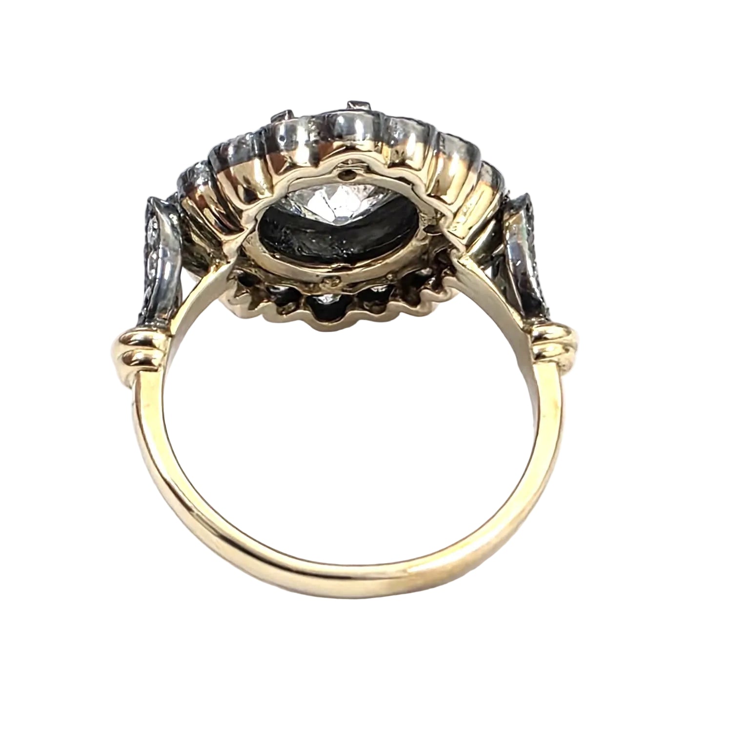 Bague Entourage en or or jaune, argent et diamants