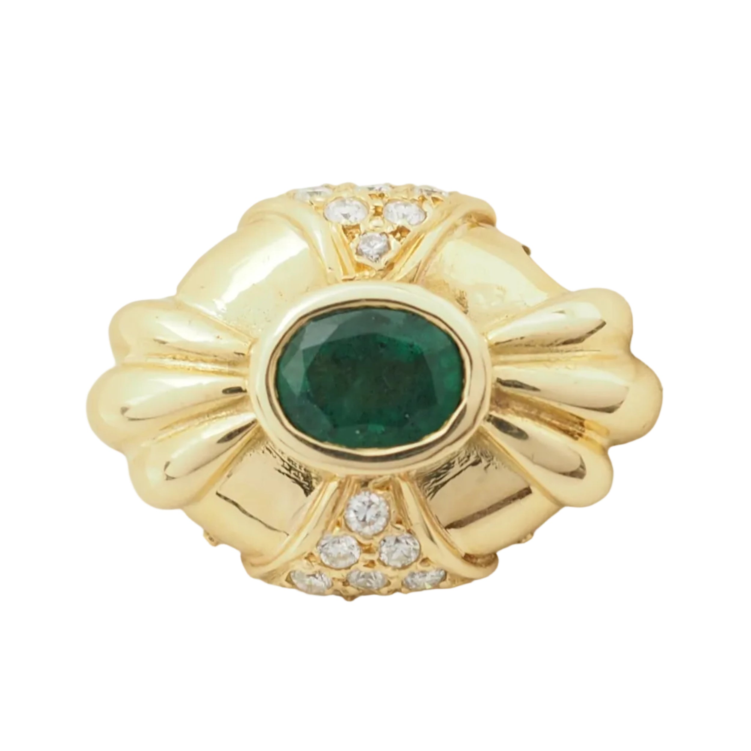 Pendentif en or jaune, émeraude et diamants