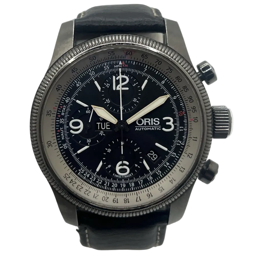 Montre ORIS "Big Crown X1 Calculator" en acier et cuir