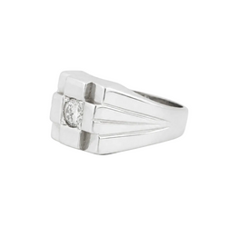Bague Chevalière en or blanc et diamant