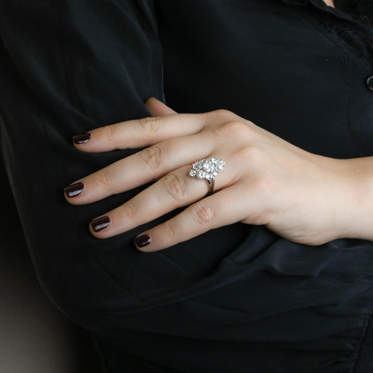 Bague Marquise en or blanc et diamants