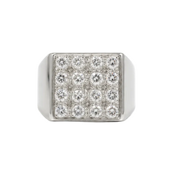 Bague Chevalière en or blanc et diamants