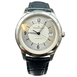 Montre JAEGER-LECOULTRE "Master Control Date" en acier, argent et cuir