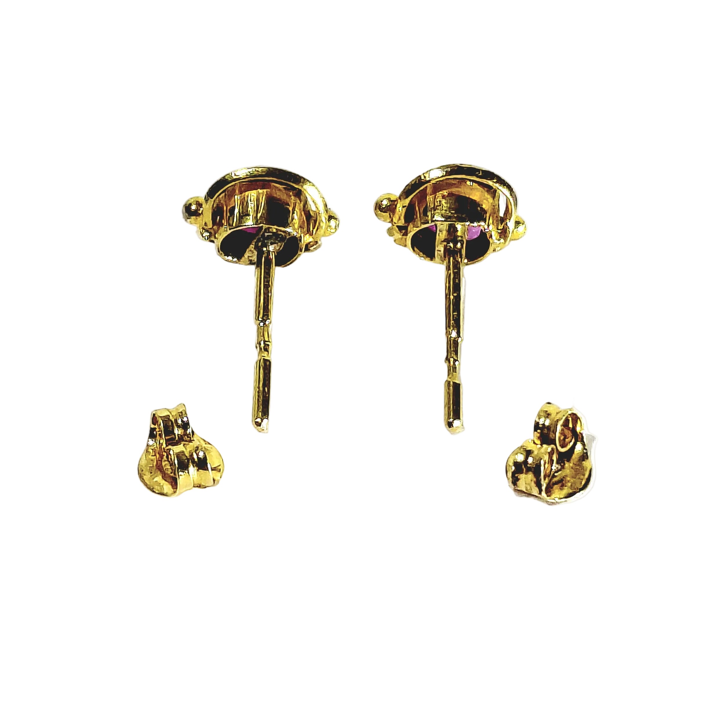 Boucles d'oreilles Puces en or jaune et rubis
