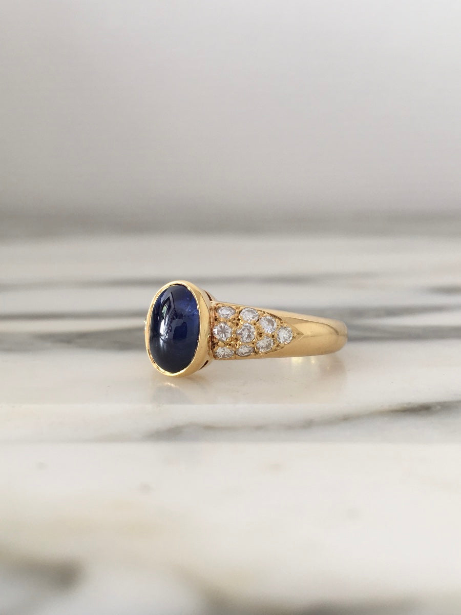Bague en or jaune 18 carats  saphir et diamants