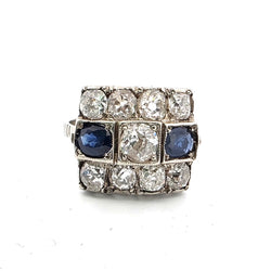 Bague Tank en or blanc, saphirs et diamants