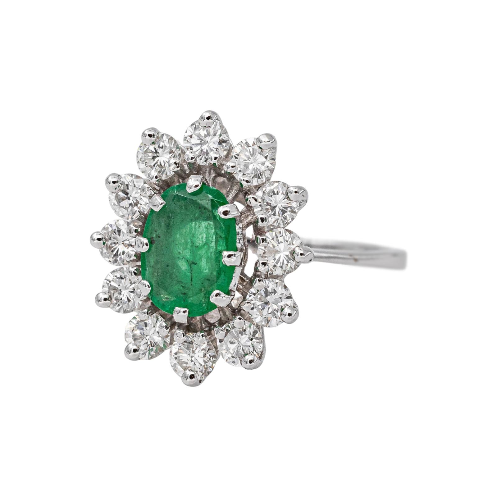 Bague Pompadour Or blanc Emeraude