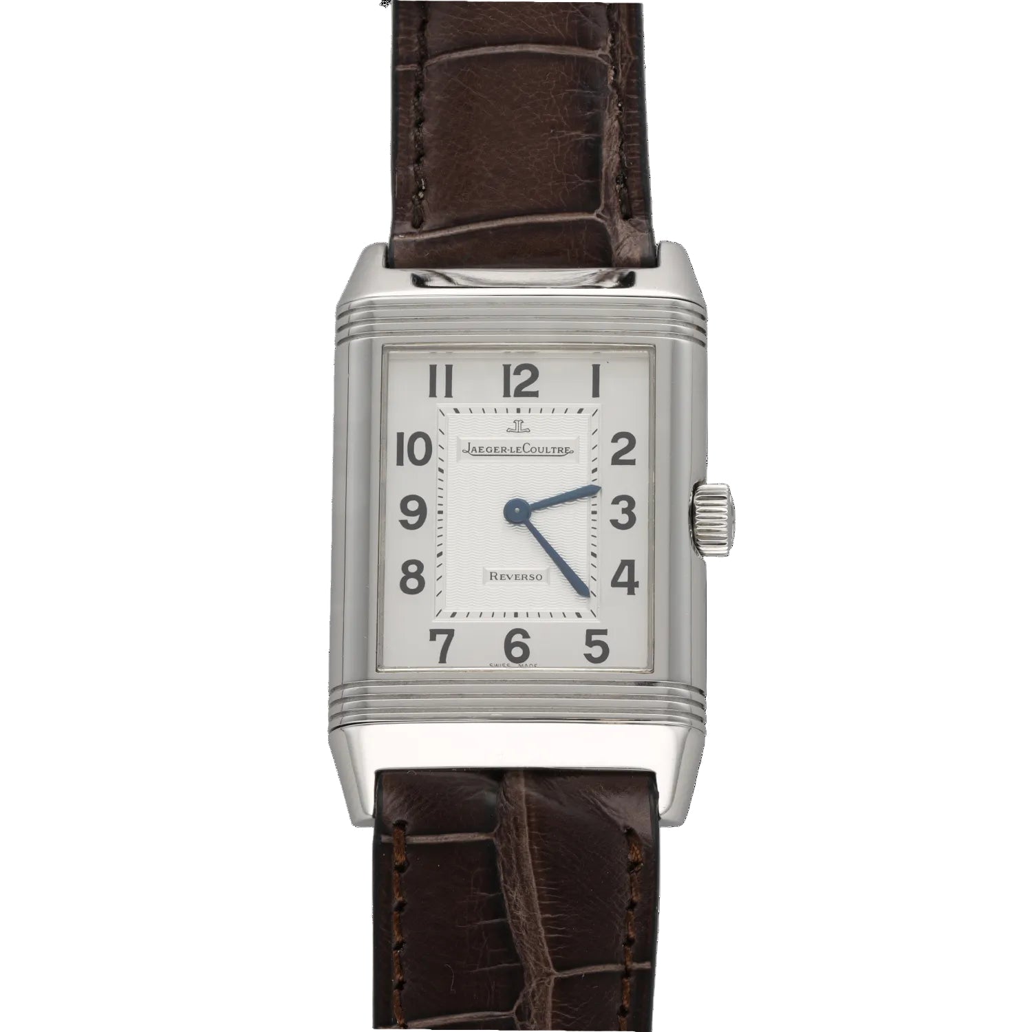 Montre JAEGER-LECOULTRE "Reverso" GM en acier et cuir