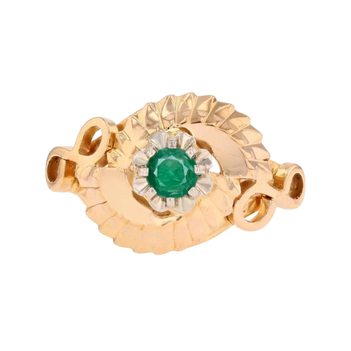 Bague en or rose et émeraude