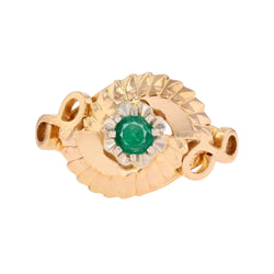 Bague en or rose et émeraude