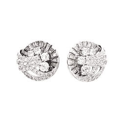 Boucles d'oreilles vintage diamants, platine.