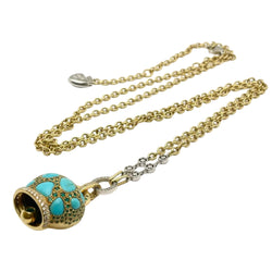 Collier Pendentif CHANTECLER en or blanc, or jaune, tsavorites, turquoises et diamants