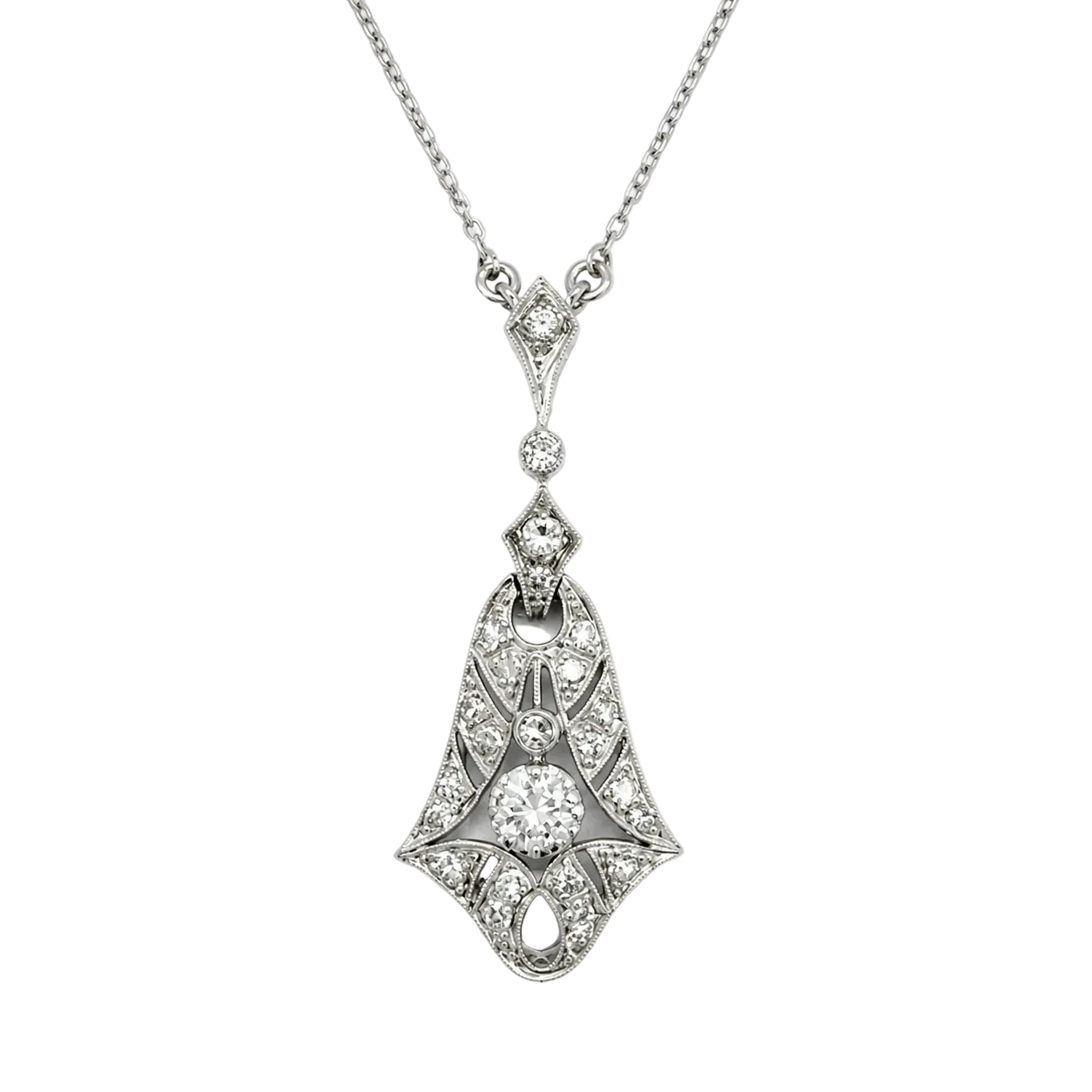 Collier Pendentif en or blanc et diamants